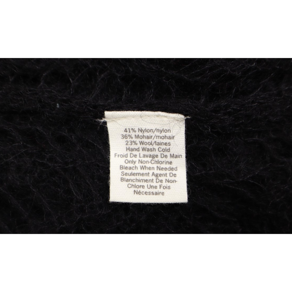 Urban Outfitters M Open Knit Mohair Blend Midi Dress Black Y2k Short Sleeve - Picture 8 of 10